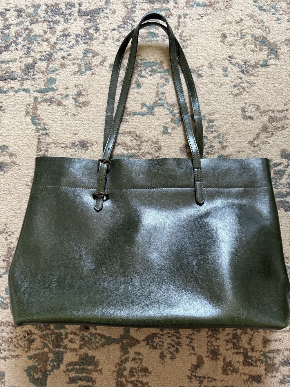Kattee Vintage Genuine Leather Tote Bag - Deep Green